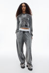 Alexander Wang washed feather shrunken zip-up hoodie in crushed velour