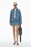 Alexander Wang vintage light indigo 棉质牛仔布加大款机车夹克
