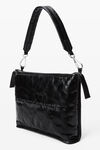 Alexander Wang black punch tech shoulder bag in crackle patent leather