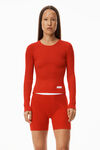 alexander wang long-sleeve tee in ribbed cotton red