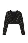 alexander wang 水晶尼龙 v 领短款开衫 black