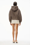 alexander wang puff logo hoodie in structured terry washed cola