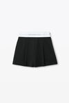 Alexander Wang black 徽标装饰弹力高腰褶裥短裤
