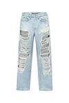 Alexander Wang light bleach indigo distressed jean with knit detail