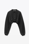 alexander wang v-neck cropped pullover in classic terry black