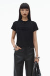 Alexander Wang black distressed logo shrunken tee in cotton jersey