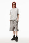 alexander wang puff logo short sleeve tee in compact jersey light heather grey