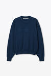 Alexander Wang navy 徽标压纹罗纹针织毛衣