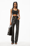 alexander wang mid rise stacked pant in moto leather black