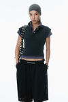 Alexander Wang washed navy/washed blue layered shrunken polo