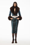 alexander wang indigo denim jacket with faux fur  vintage medium indigo