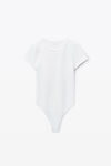 Alexander Wang white short-sleeve bodysuit in rib-knit jersey