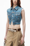 alexander wang 牛仔紧身机车背心 vintage medium indigo
