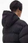Alexander Wang black cropped hooded puffer coat with reflective logo
