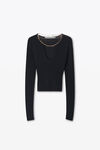 Alexander Wang black logo nameplate cropped shirt