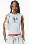 Alexander Wang light heather grey 毛边徽标无袖 t 恤