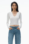 Alexander Wang soft white 徽标铭牌短款衬衫