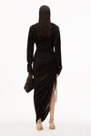 alexander wang 透明平纹针织不对称垂褶连衣裙 black