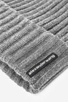 Alexander Wang heather grey ribbed beanie with logo flag tag