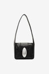 alexander wang 蛇皮圆顶小号流浪包 black