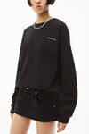 alexander wang long-sleeve tee in high twist jersey black