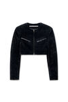 Alexander Wang black black bubble grain velvet cropped jacket