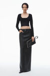 Alexander Wang black long-sleeve cropped top with logo elastic