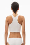Alexander Wang white cropped racerback tank in ribbed cotton jersey