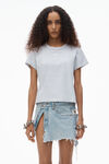 alexander wang puff logo shrunken tee in cotton jersey   light heather grey