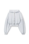Alexander Wang light heather grey 棉质短款拉链连帽衫