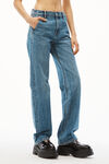 alexander wang ez mid-rise straight-leg jean in denim  vintage medium indigo