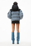 alexander wang 徽标提花牛仔布拼色夹棉夹克 deep blue