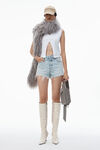 Alexander Wang pebble bleach bite logo short in pebble bleach denim