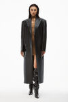 alexander wang tailored boxy coat in moto leather black