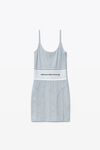 alexander wang logo elastic dress in ribbed jersey grey