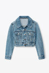 alexander wang 牛仔紧身机车夹克 vintage medium indigo