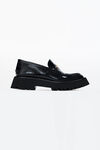 alexander wang carter mid-heel lug loafer in leather  black