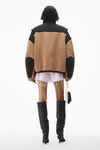 alexander wang 双面长摇粒绒尼龙拼接背心 camel/black