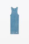 Alexander Wang washed blue 罗纹棉工字背心家居连衣裙