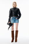 Alexander Wang vintage marbled blue foldline denim skort